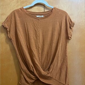 Lou & Grey Orange Tie Front Crop T-Shirt